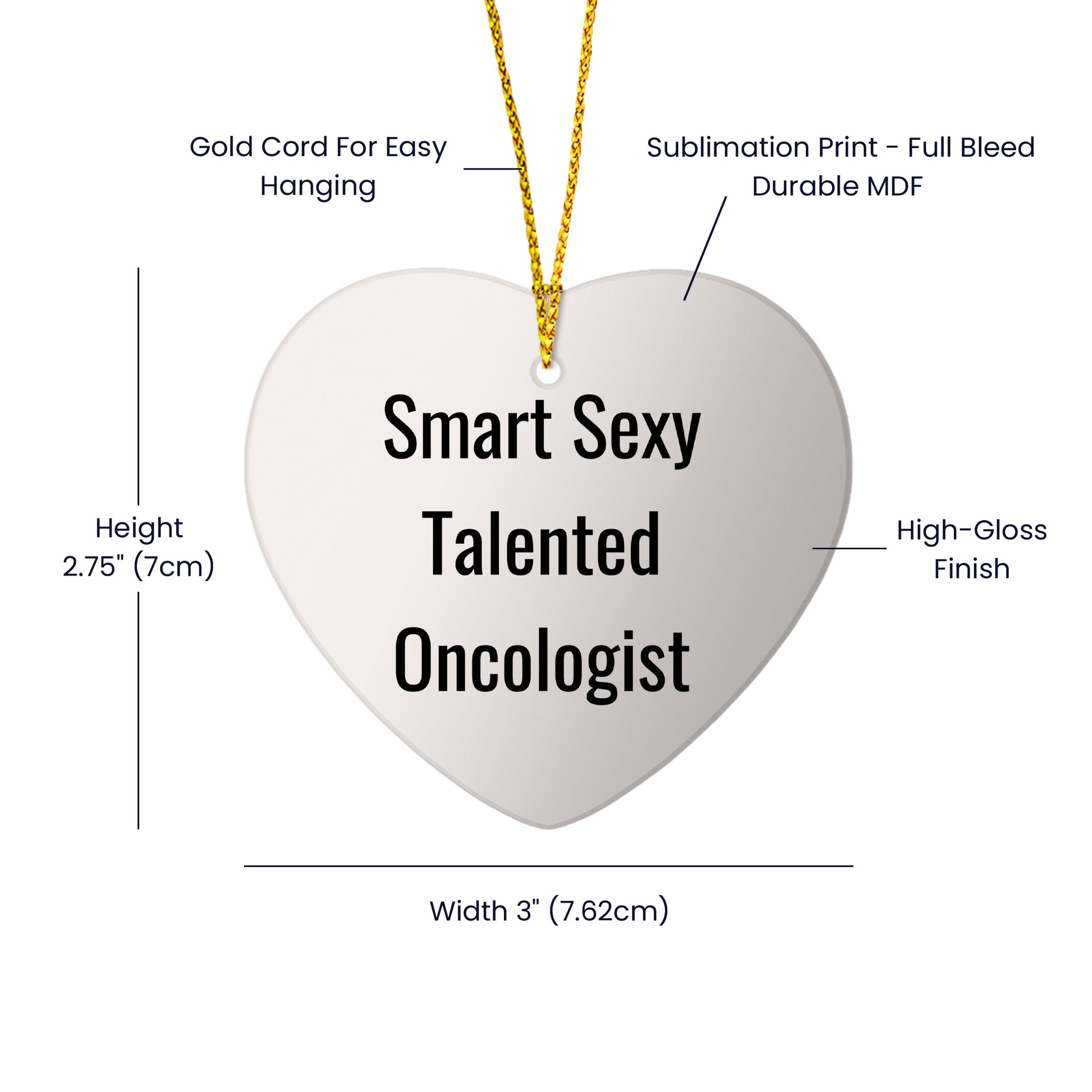 Oncologist Heart Ornament 'Smart Sexy Talented Oncologist' Christmas Unique Gifts