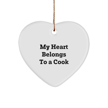 Heartwarming Cook Gifts from Friends, Family, or Coworkers - 'My Heart Belongs To A Cook' Christmas Ornament