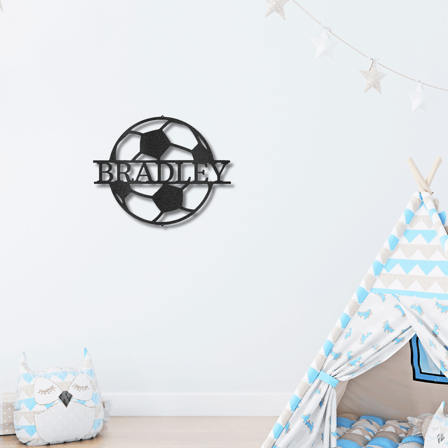 Soccer Ball Custom Name Steel Wall Sign - Mallard Moon Gift Shop