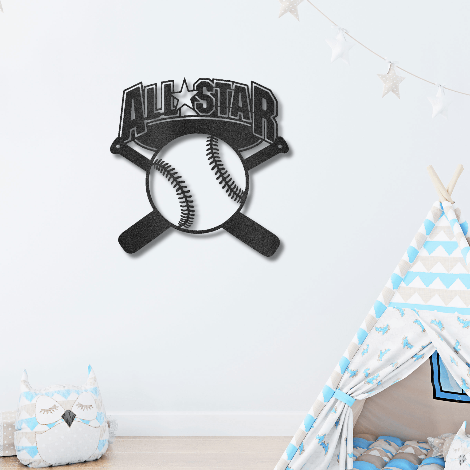 Baseball All Star Metal Art Wall Sign - Mallard Moon Gift Shop