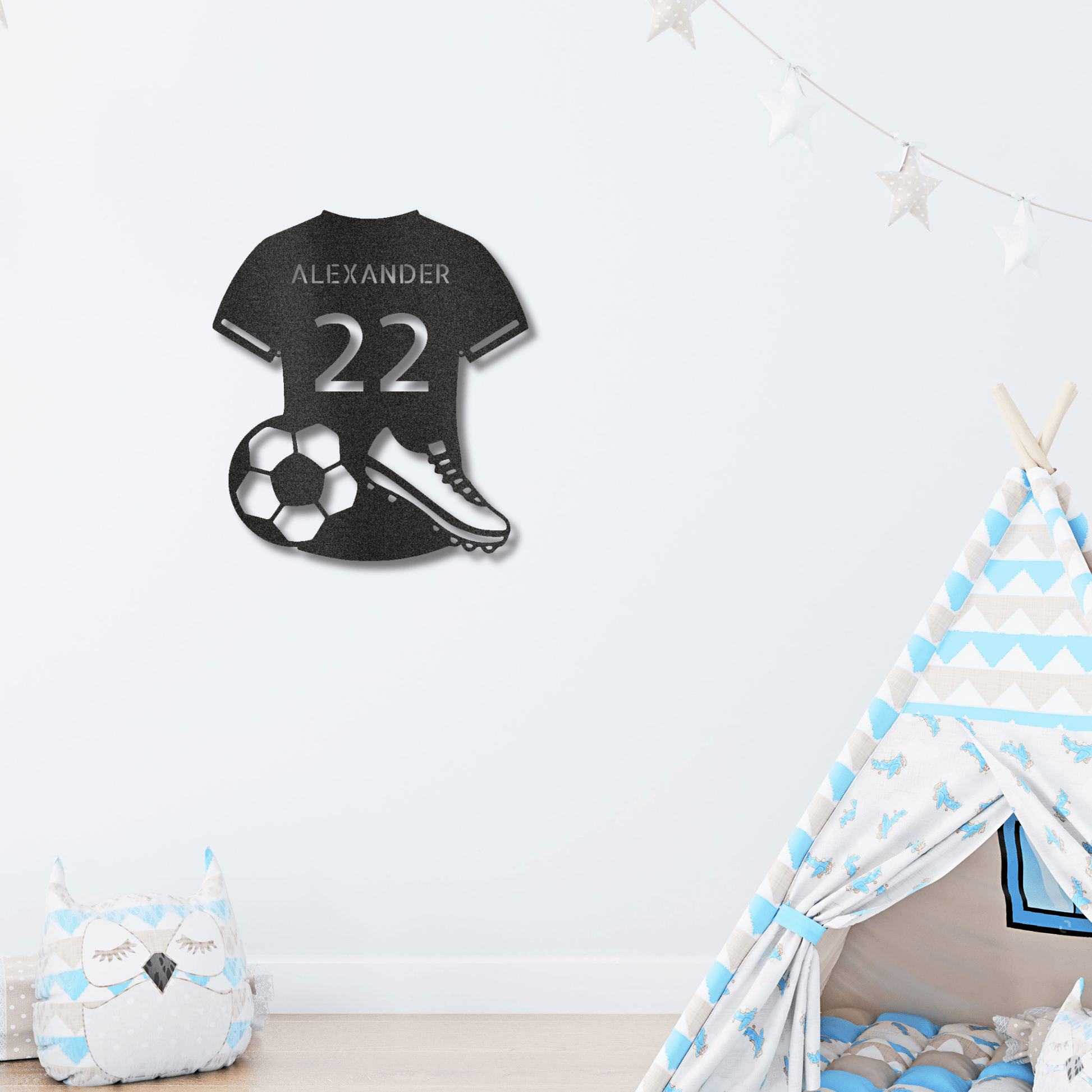 Soccer Jersey Monogram Custom Name Steel Sign Metal Wall Art - Mallard Moon Gift Shop