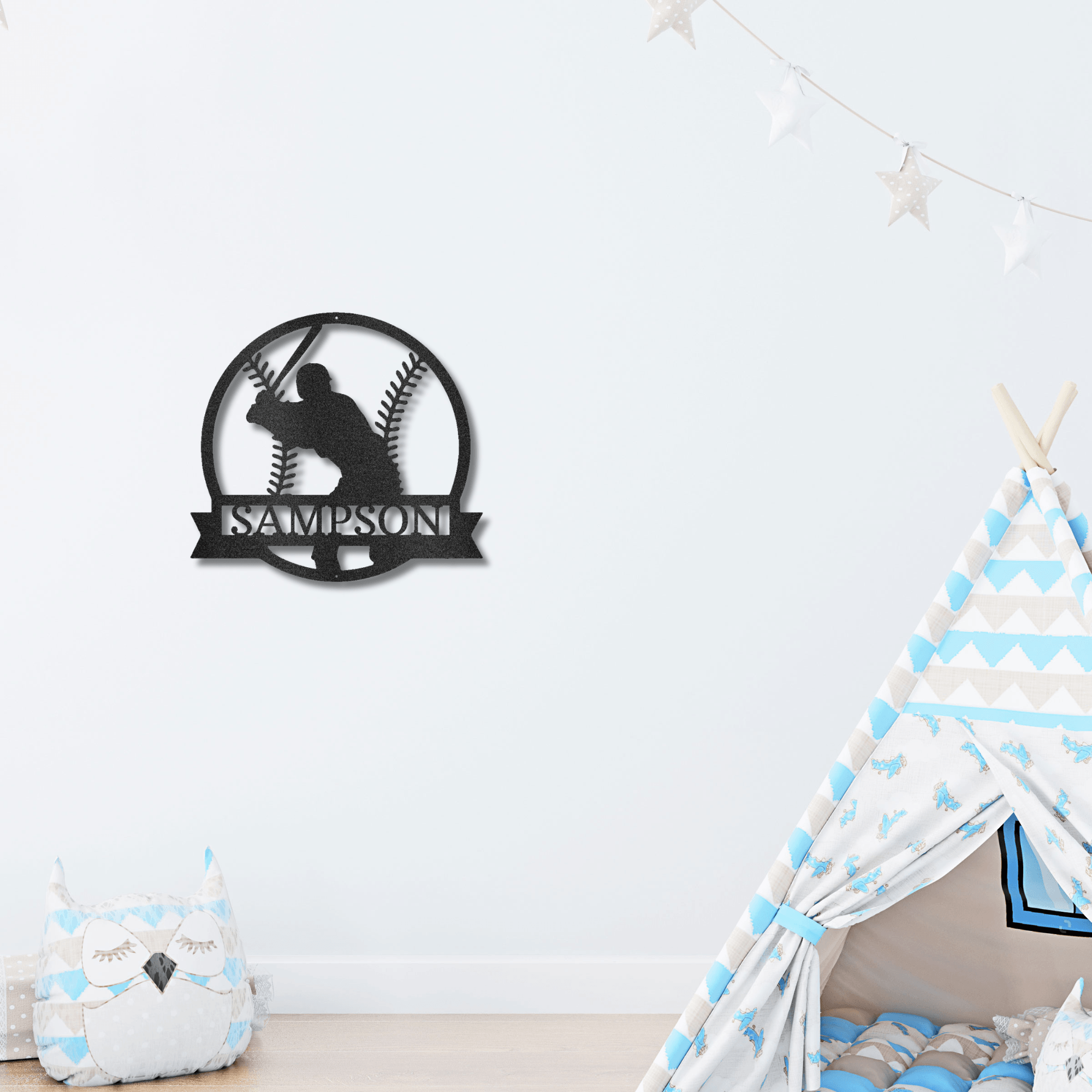 Baseball Player Custom Name Metal Art Wall Sign - Mallard Moon Gift Shop