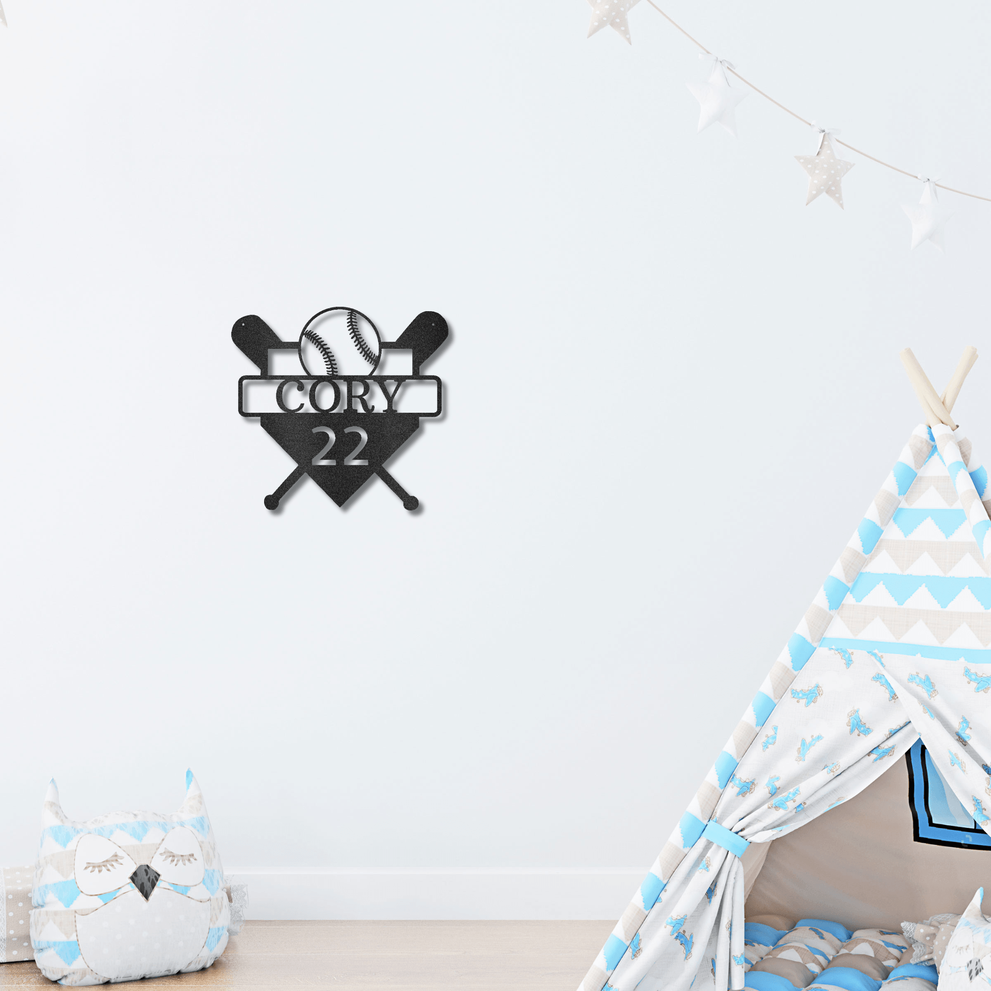 Baseball Home Plate Custom Name Metal Art Wall Sign - Mallard Moon Gift Shop