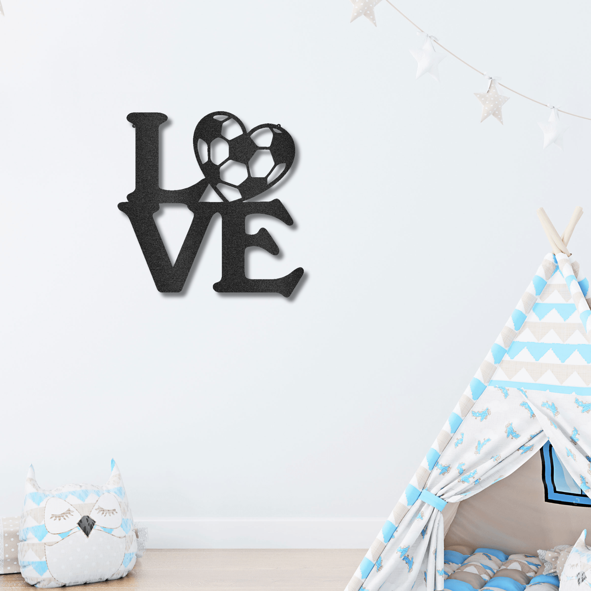 Soccer Love Steel Wall Sign Metal Art - Mallard Moon Gift Shop