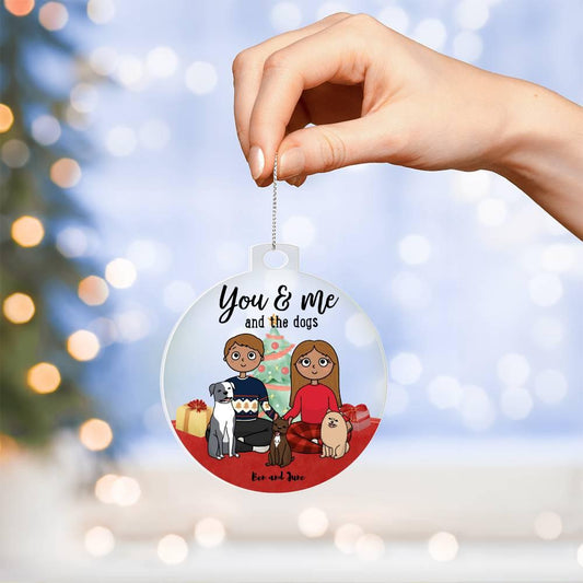 Holiday Portrait You and Me and the Dogs Acrylic Keepsake Ornament