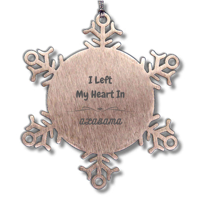 I Left My Heart In Alabama Gifts, Meaningful Alabama State for Friends, Men, Women. Snowflake Ornament for Alabama People