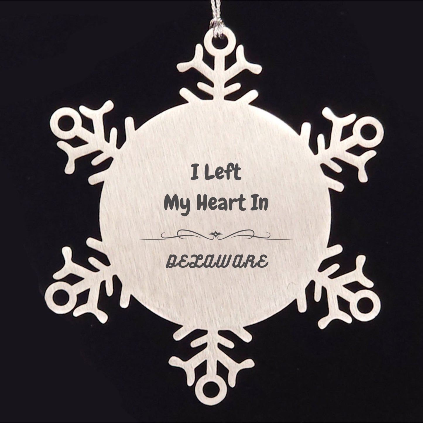 I Left My Heart In Delaware Gifts, Meaningful Delaware State Snowflake Ornament for Delaware People