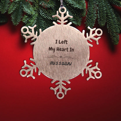 I Left My Heart In Missouri Snowflake Ornament Christmas Gifts