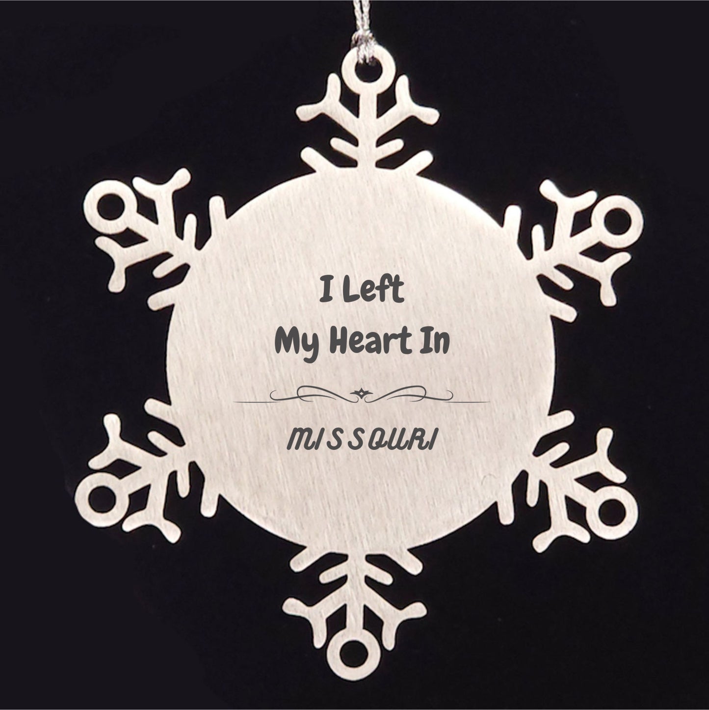 I Left My Heart In Missouri Snowflake Ornament Christmas Gifts