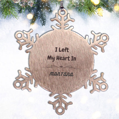 I Left My Heart In Montana Snowflake Ornament Christmas Gifts