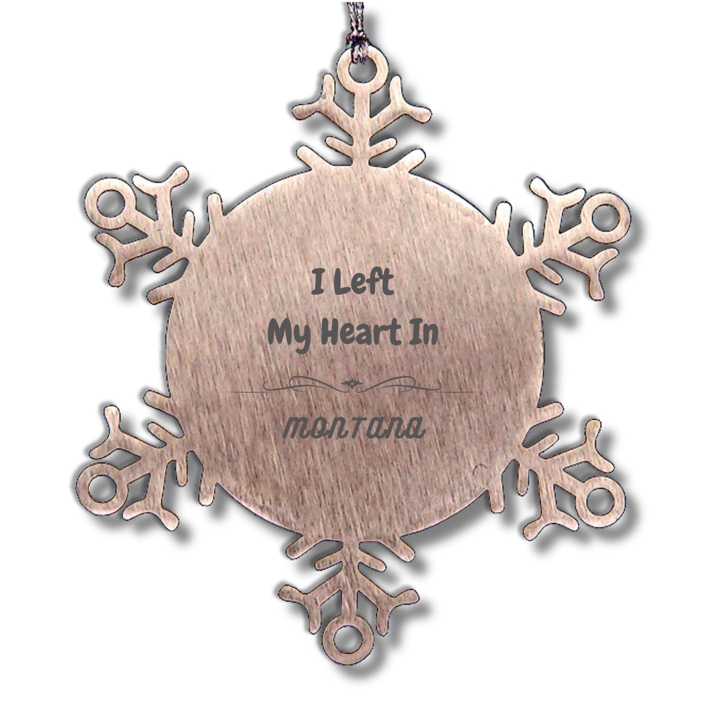 I Left My Heart In Montana Snowflake Ornament Christmas Gifts