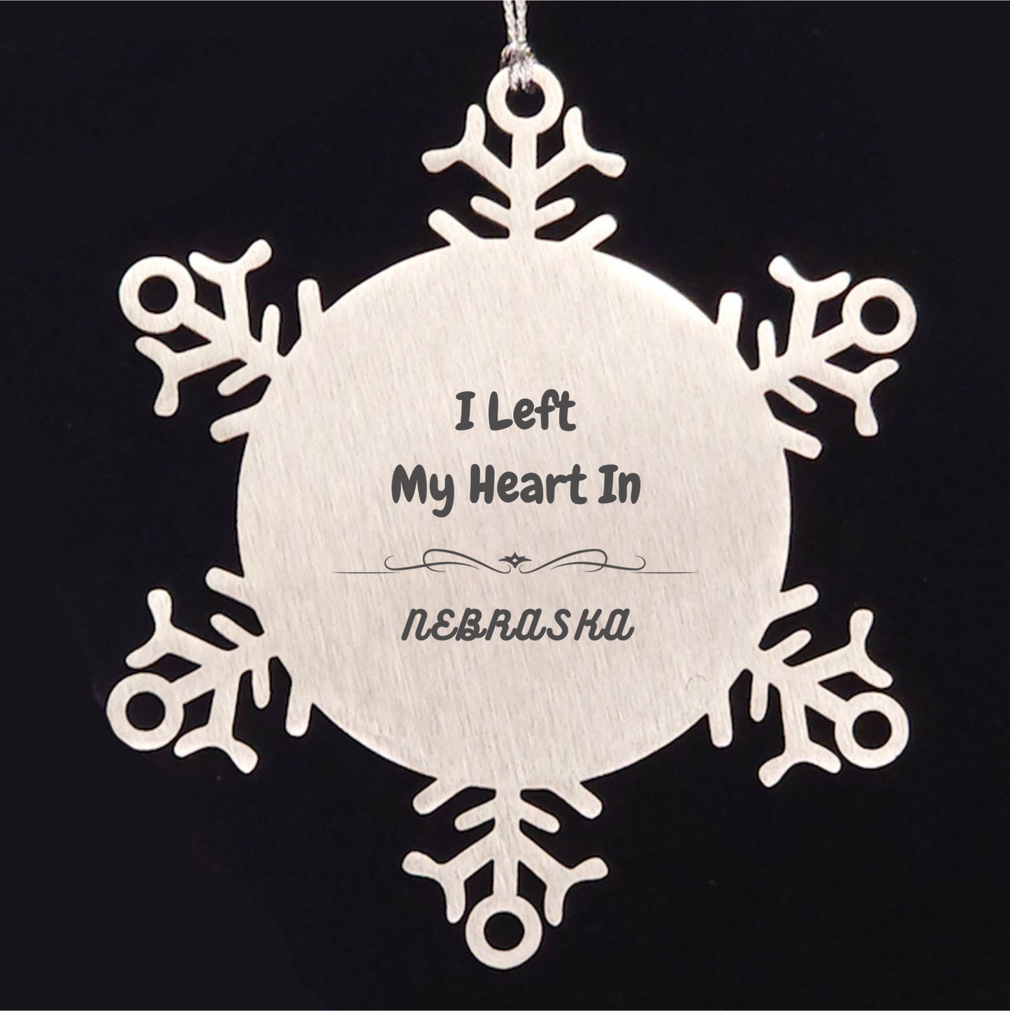 I Left My Heart In Nebraska Snowflake Ornament Christmas Gifts