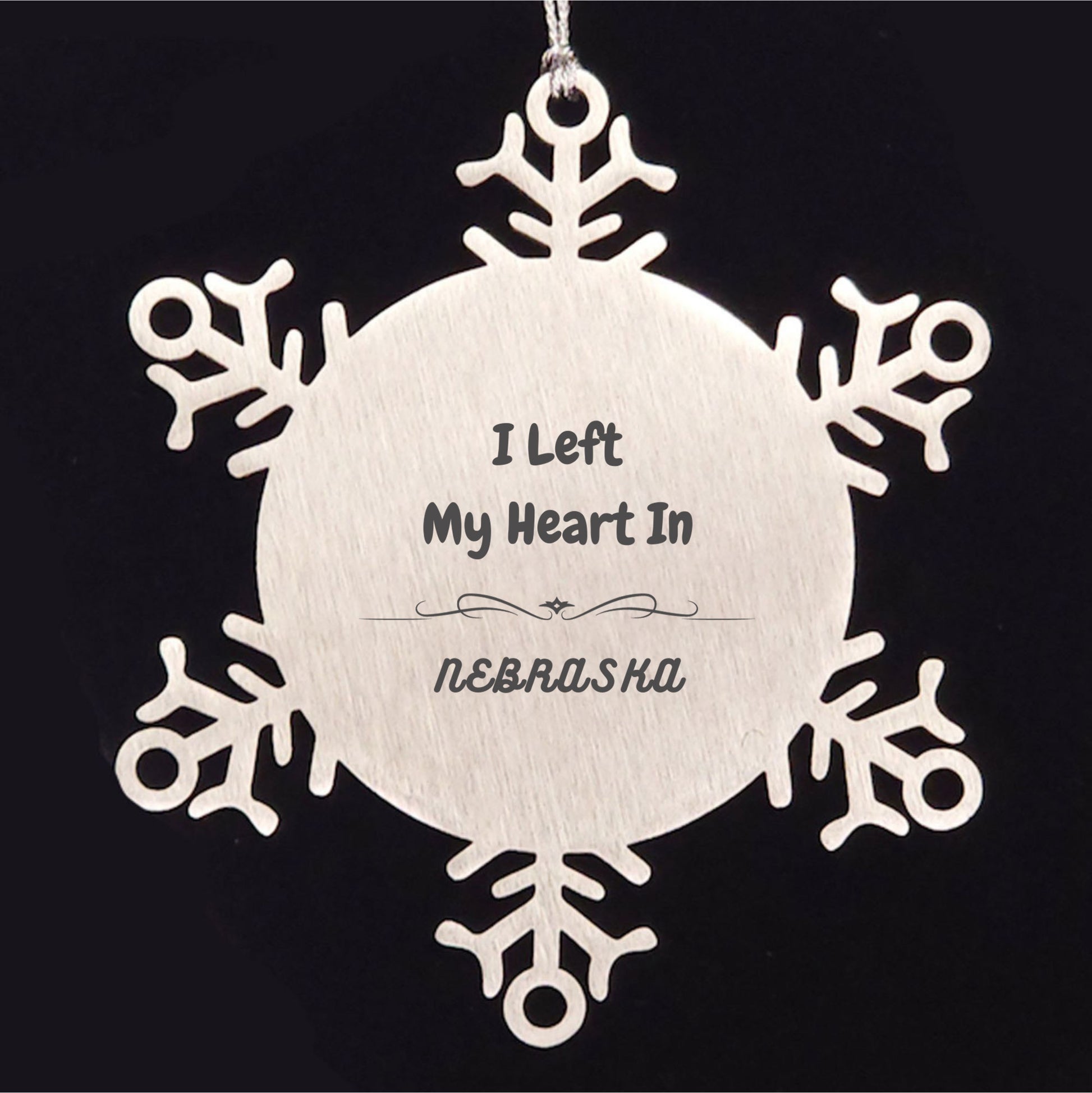 I Left My Heart In Nebraska Snowflake Ornament Christmas Gifts