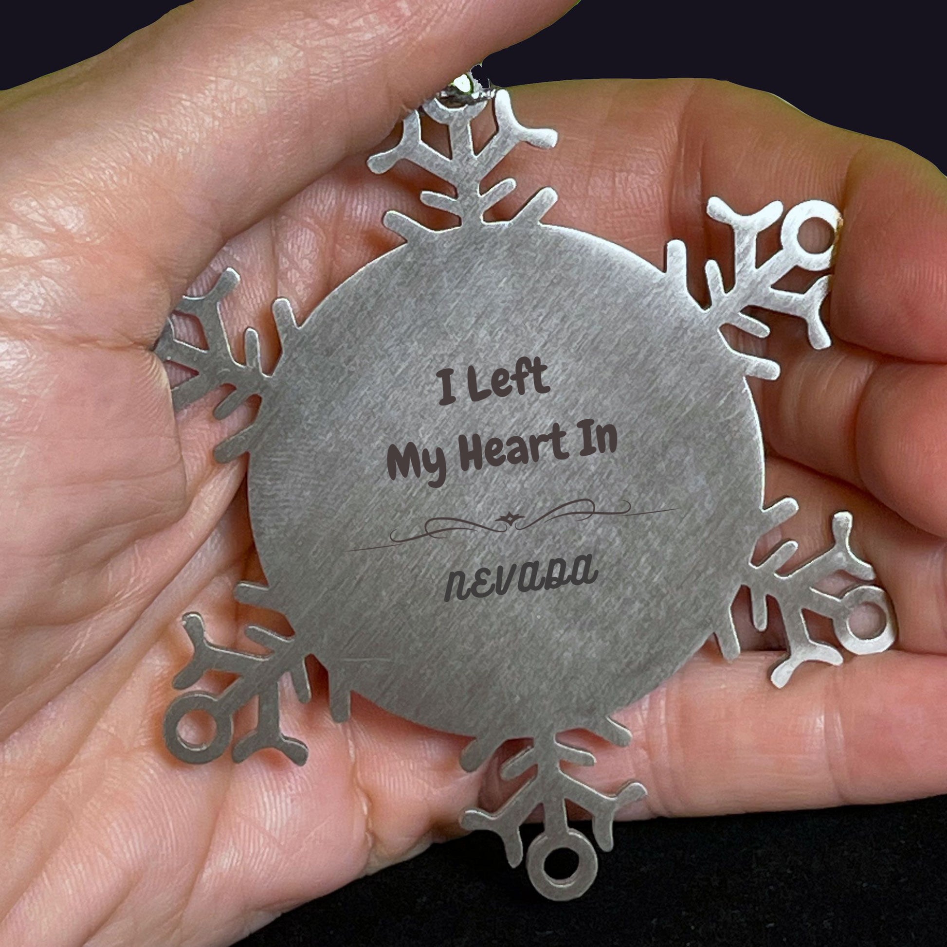 I Left My Heart In Nevada Snowflake Ornament Christmas Gifts