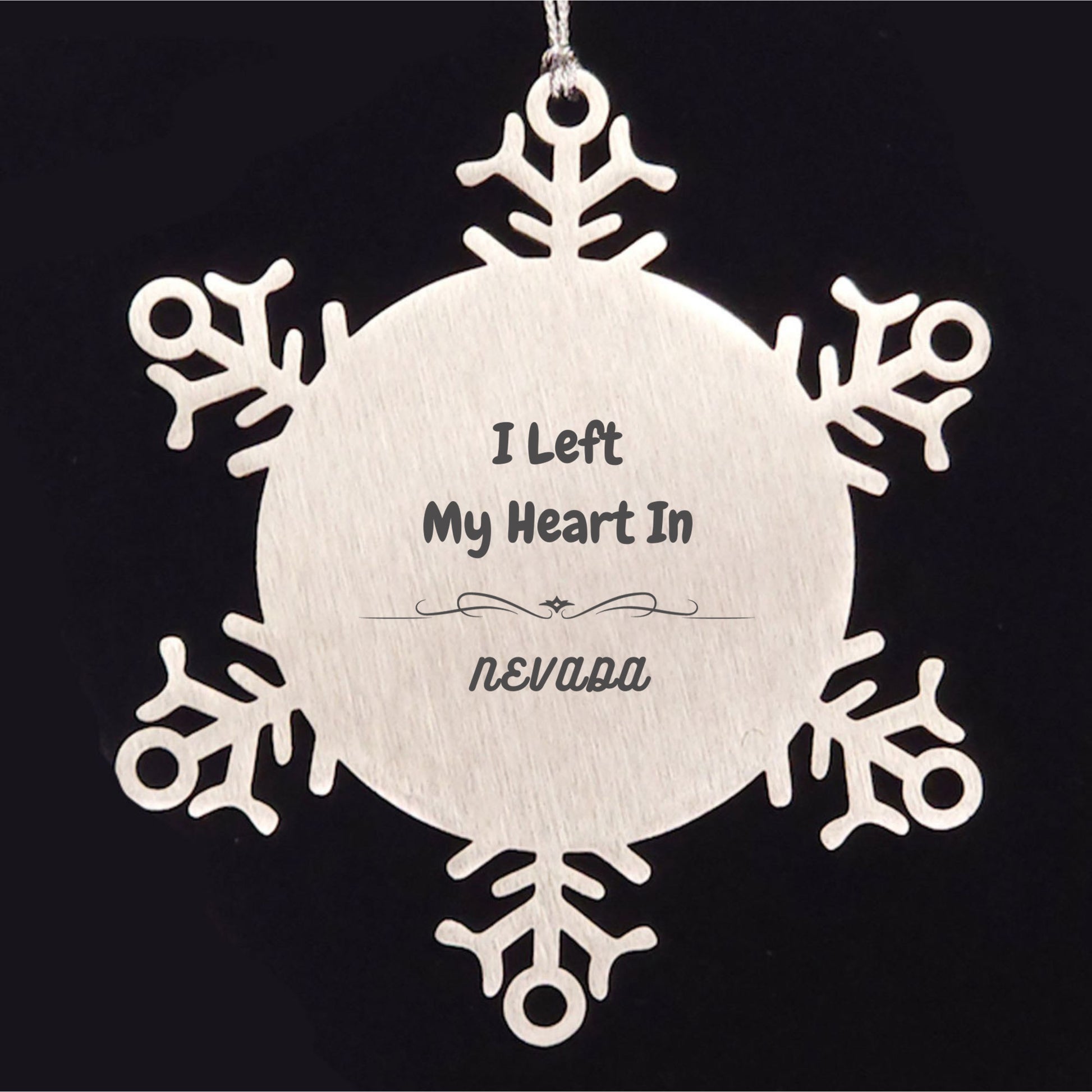 I Left My Heart In Nevada Snowflake Ornament Christmas Gifts