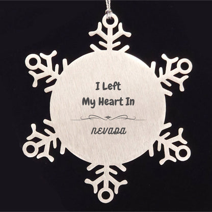 I Left My Heart In Nevada Snowflake Ornament Christmas Gifts