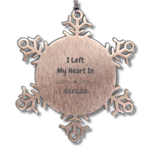 I Left My Heart In Nevada Snowflake Ornament Christmas Gifts