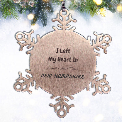 I Left My Heart In New Hampshire Snowflake Ornament Christmas Gifts