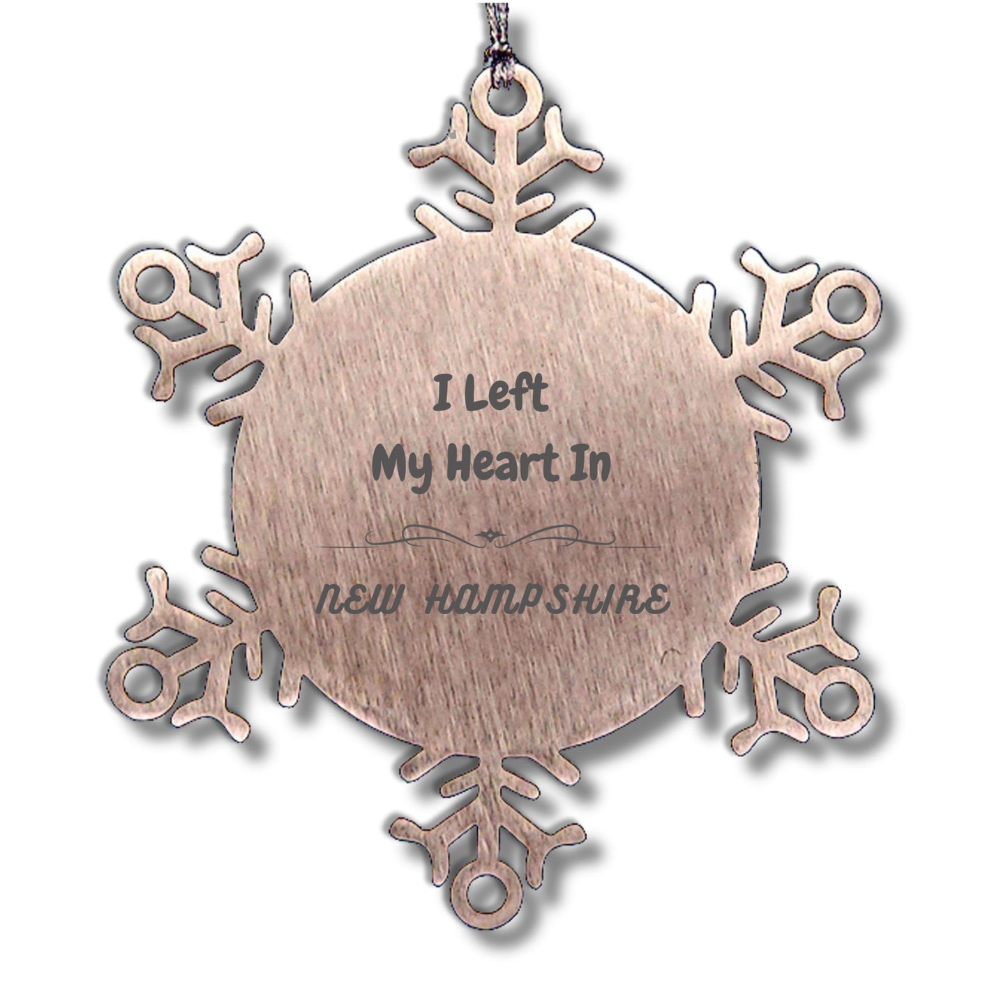 I Left My Heart In New Hampshire Snowflake Ornament Christmas Gifts