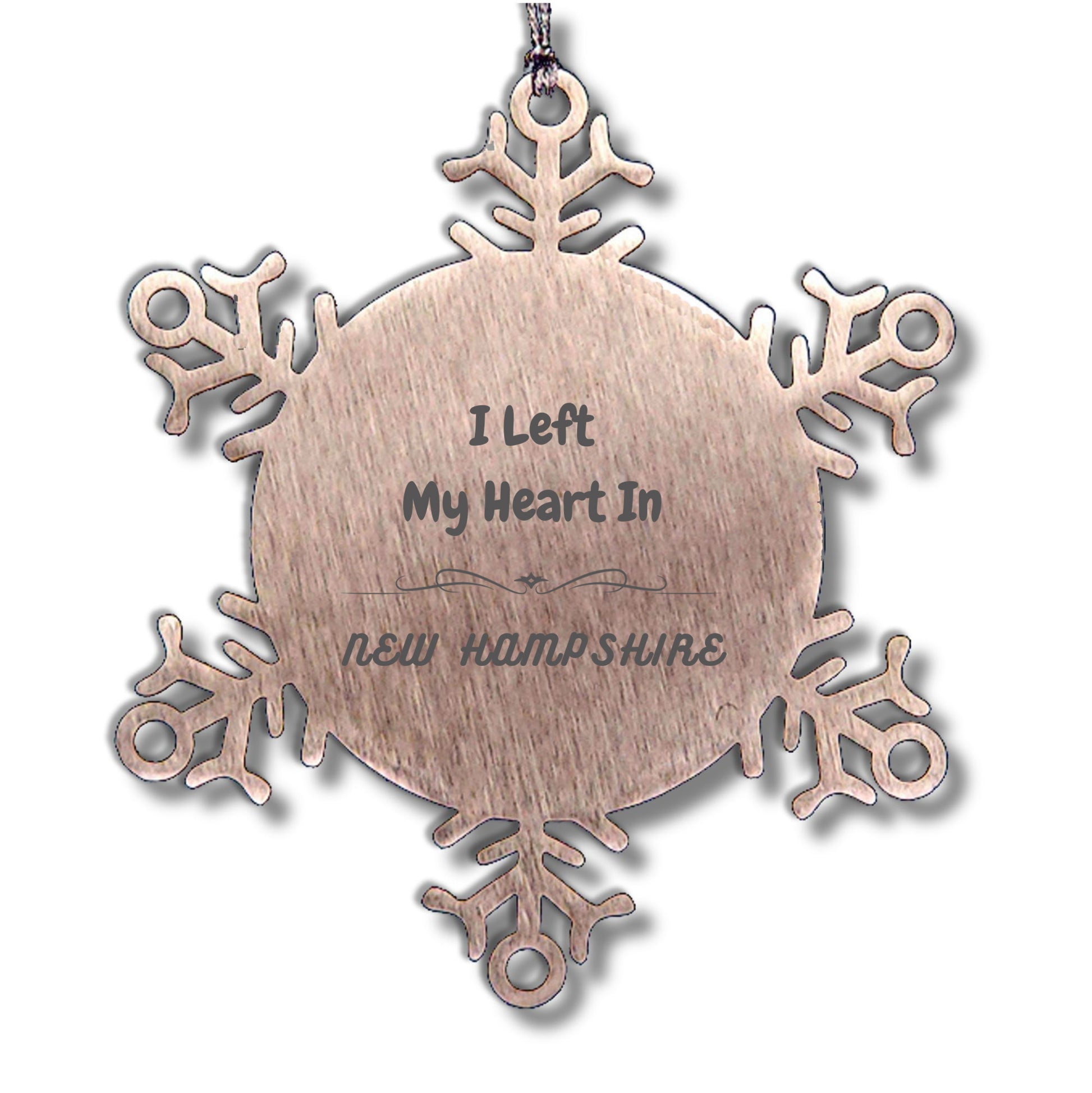 I Left My Heart In New Hampshire Snowflake Ornament Christmas Gifts