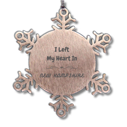 I Left My Heart In New Hampshire Snowflake Ornament Christmas Gifts