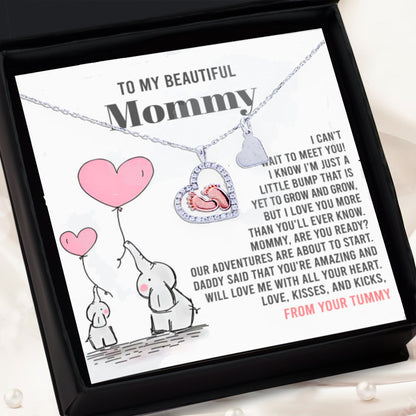 Baby Feet Necklace for New Moms – Sterling Silver Heart Pendant with Rose Gold Baby Feet & CZ – Baby Shower, Pregnancy Reveal, Mother's Day Gift Jewelry - Mallard Moon Gift Shop