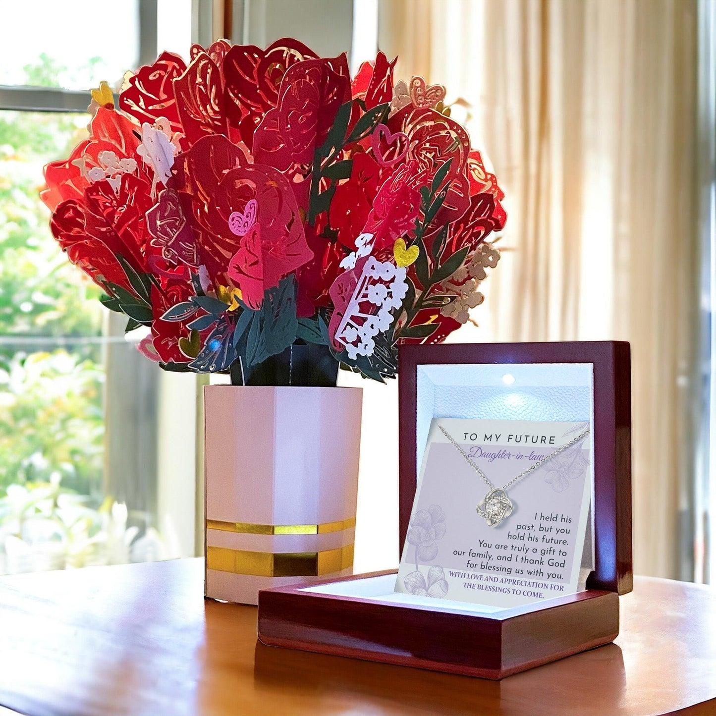 Future Daughter-in-law - You are a Gift to our Family Love Knot Pendant Necklace - Mallard Moon Gift Shop