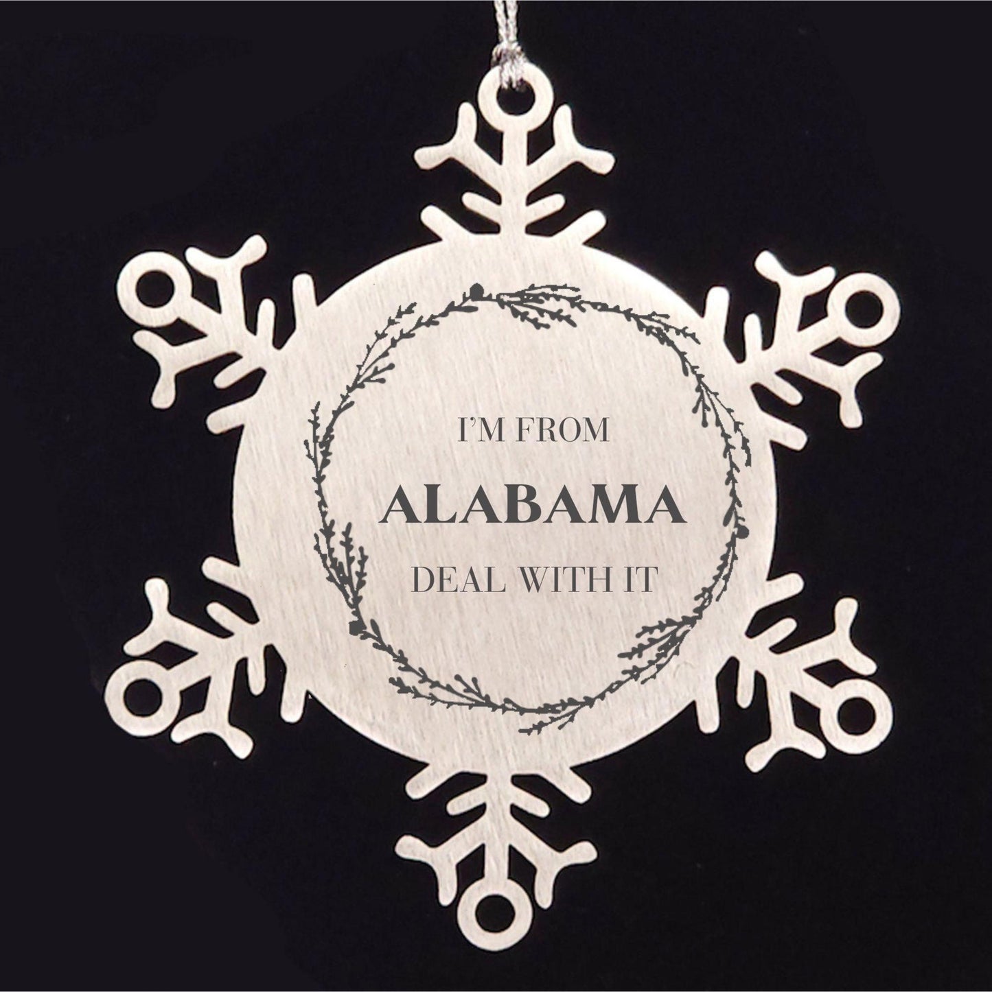 I'm from Alabama, Deal with it, Proud Alabama State Snowflake Ornament