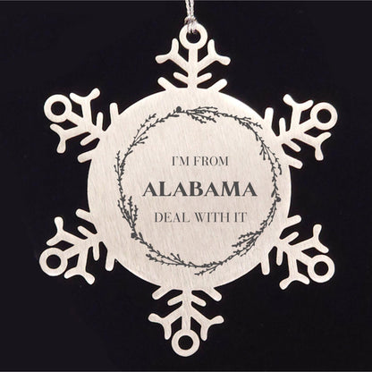 I'm from Alabama, Deal with it, Proud Alabama State Snowflake Ornament