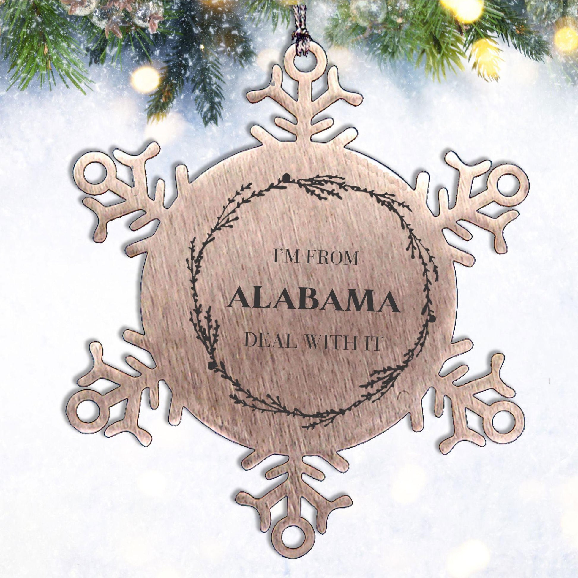 I'm from Alabama, Deal with it, Proud Alabama State Snowflake Ornament