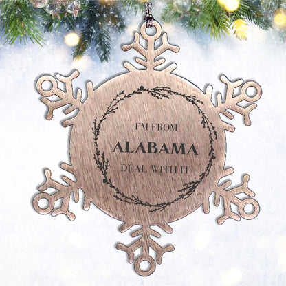 I'm from Alabama, Deal with it, Proud Alabama State Snowflake Ornament