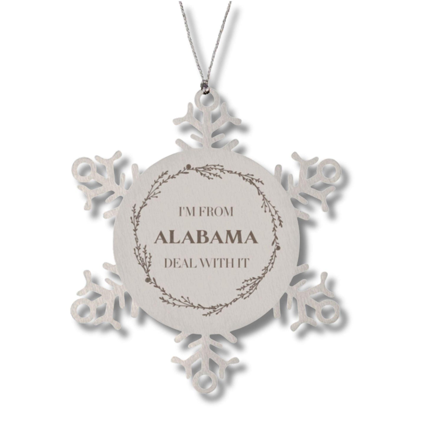 I'm from Alabama, Deal with it, Proud Alabama State Snowflake Ornament