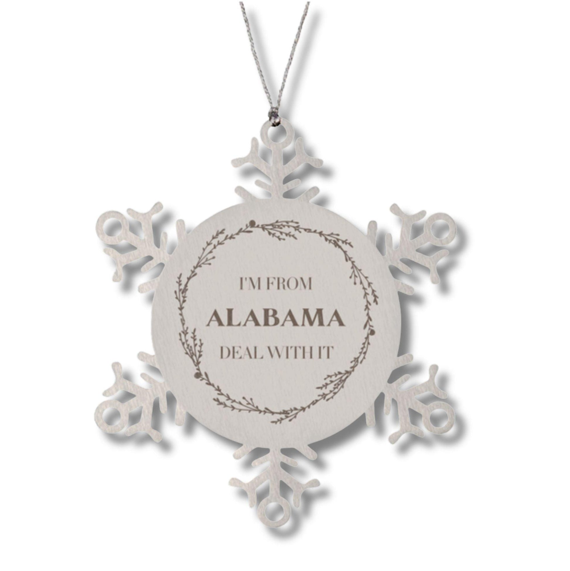 I'm from Alabama, Deal with it, Proud Alabama State Snowflake Ornament