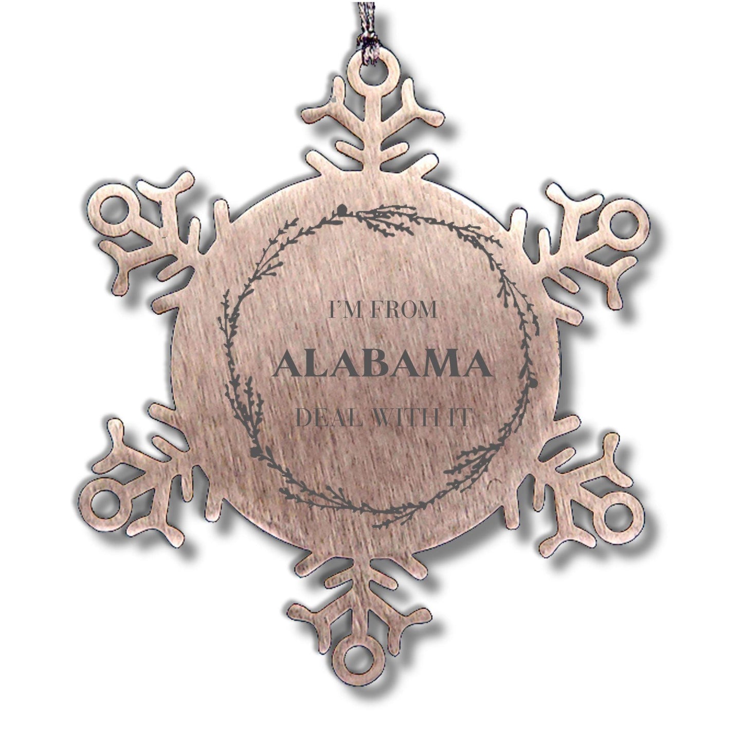 I'm from Alabama, Deal with it, Proud Alabama State Snowflake Ornament