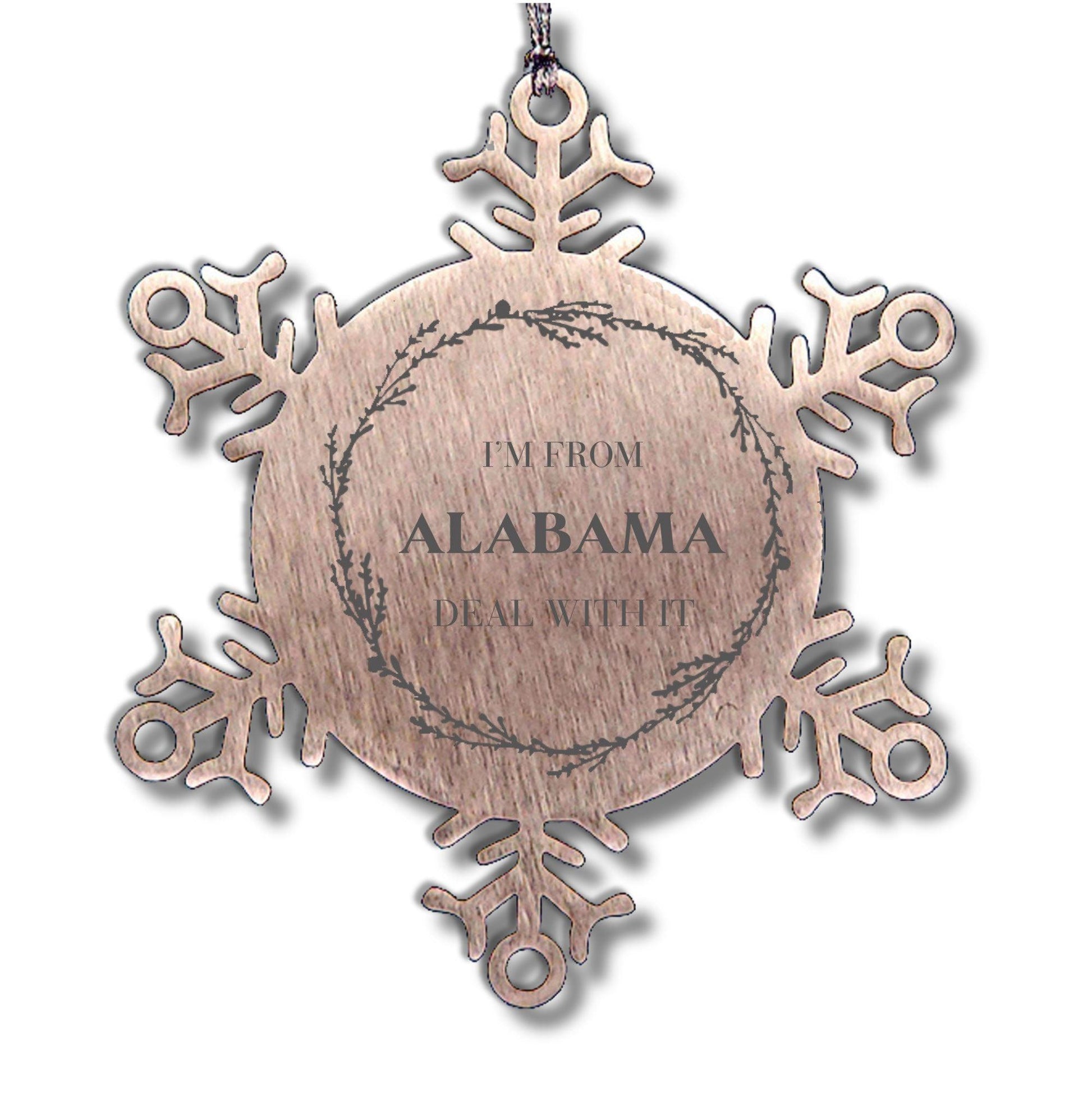 I'm from Alabama, Deal with it, Proud Alabama State Snowflake Ornament