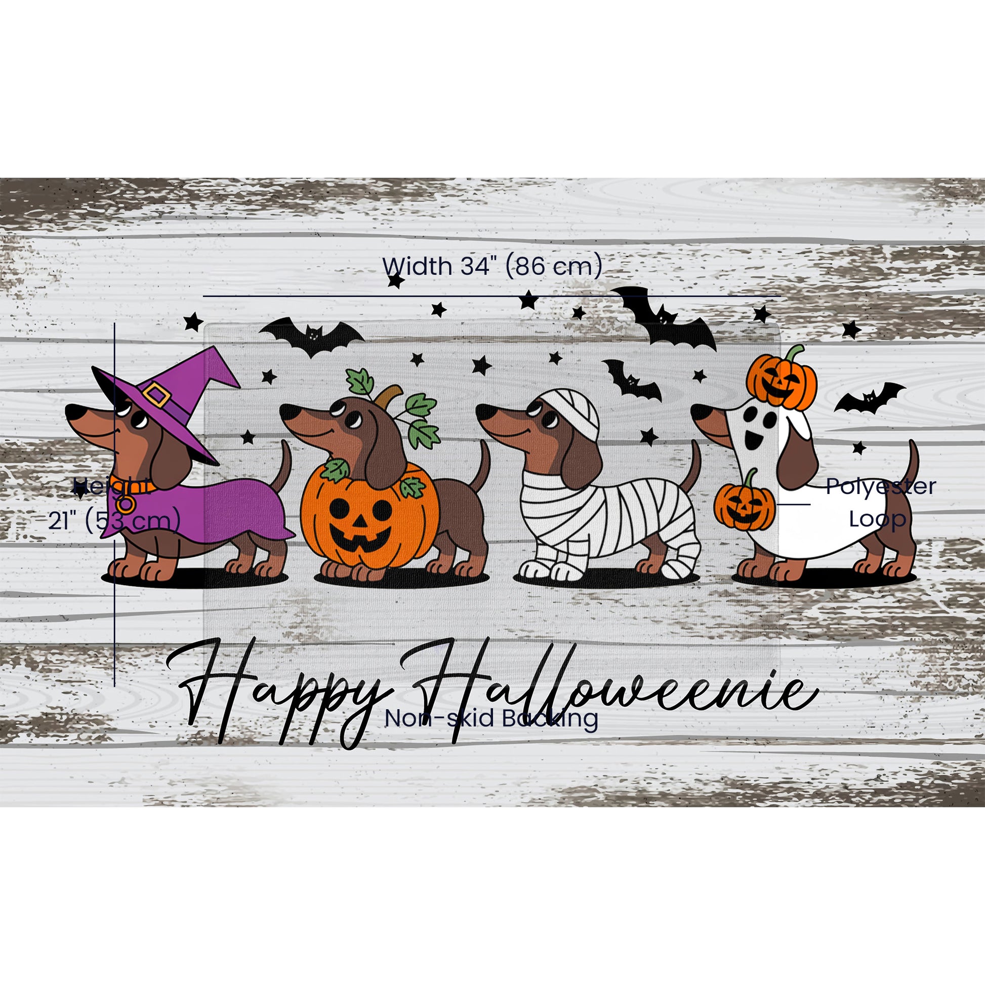 Happy Halloweenie Dachshund Doormat – Cute Halloween Dog Mat Décor - Mallard Moon