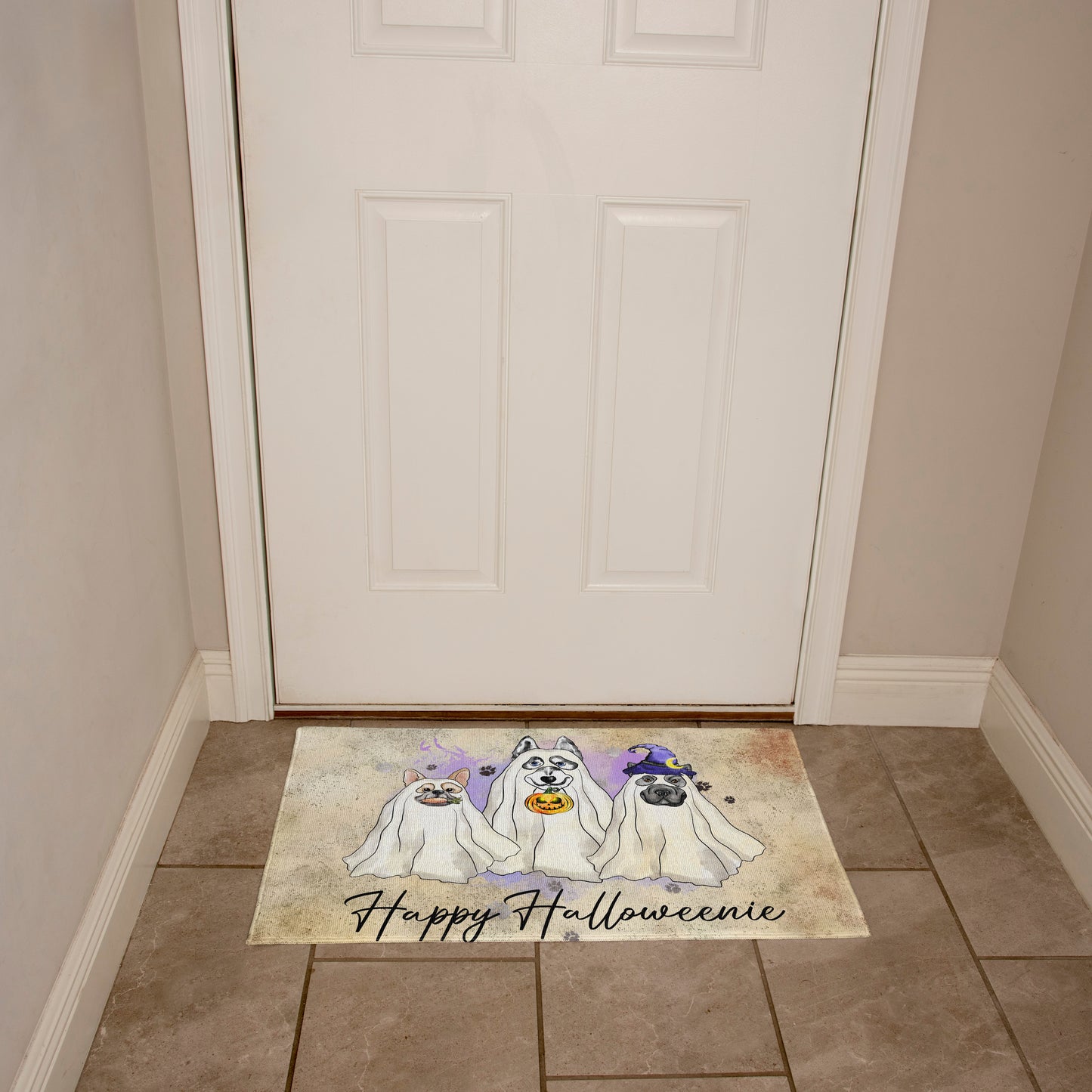 French Bulldog Halloween Doormat – Cute Spooky Dogs Welcome Mat – Funny Fall Décor for Dog Lovers - Mallard Moon