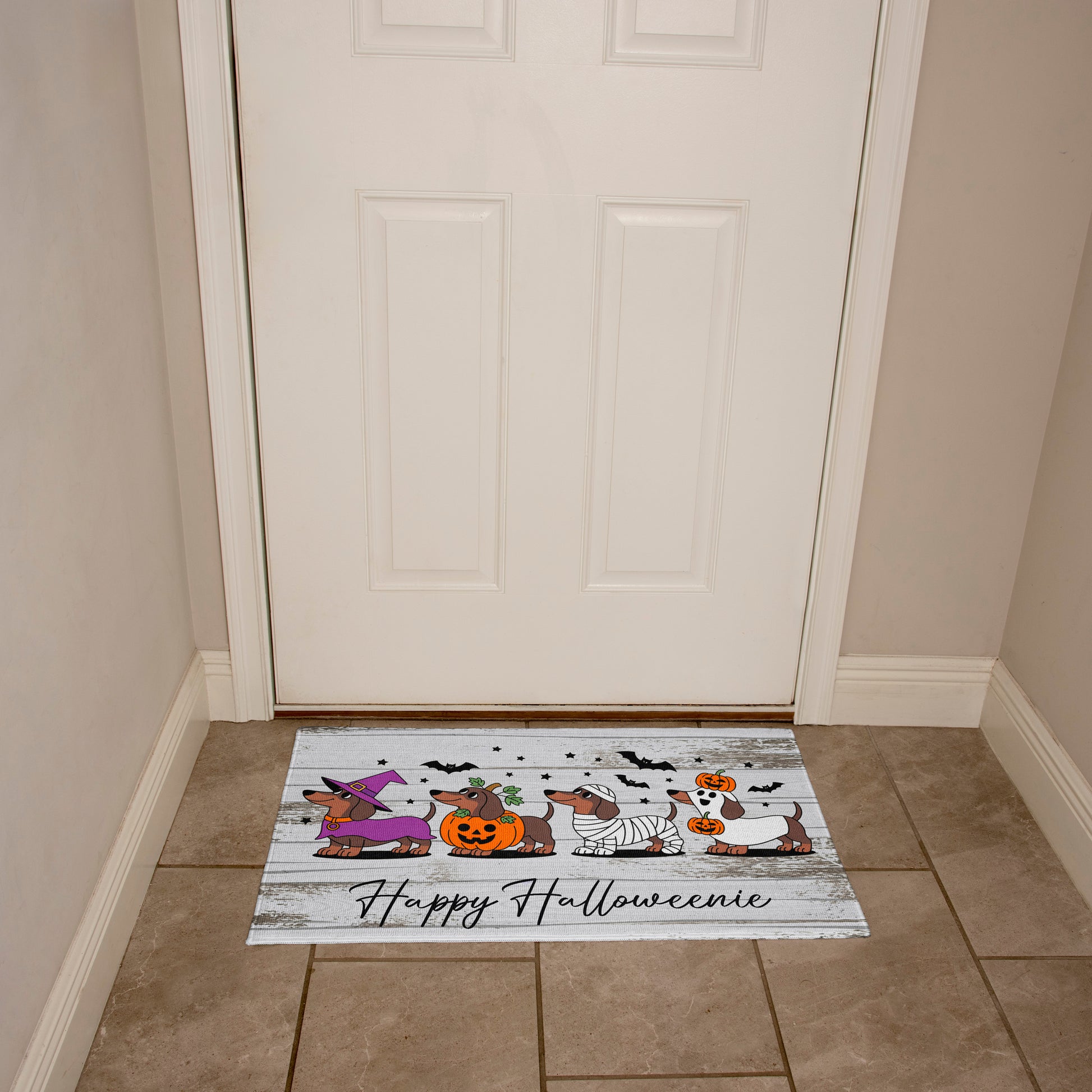 Happy Halloweenie Dachshund Doormat – Cute Halloween Dog Mat Décor - Mallard Moon