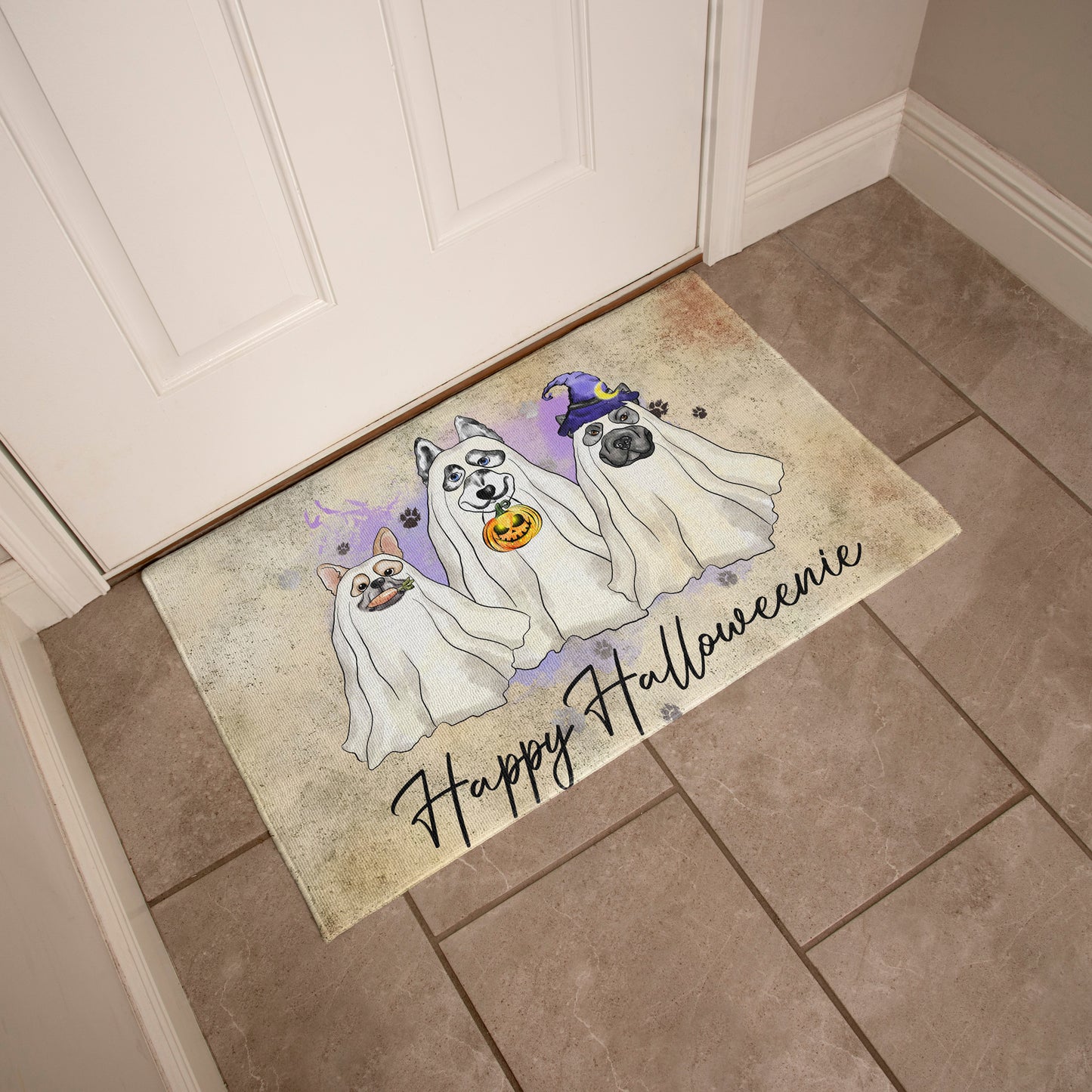 French Bulldog Halloween Doormat – Cute Spooky Dogs Welcome Mat – Funny Fall Décor for Dog Lovers - Mallard Moon