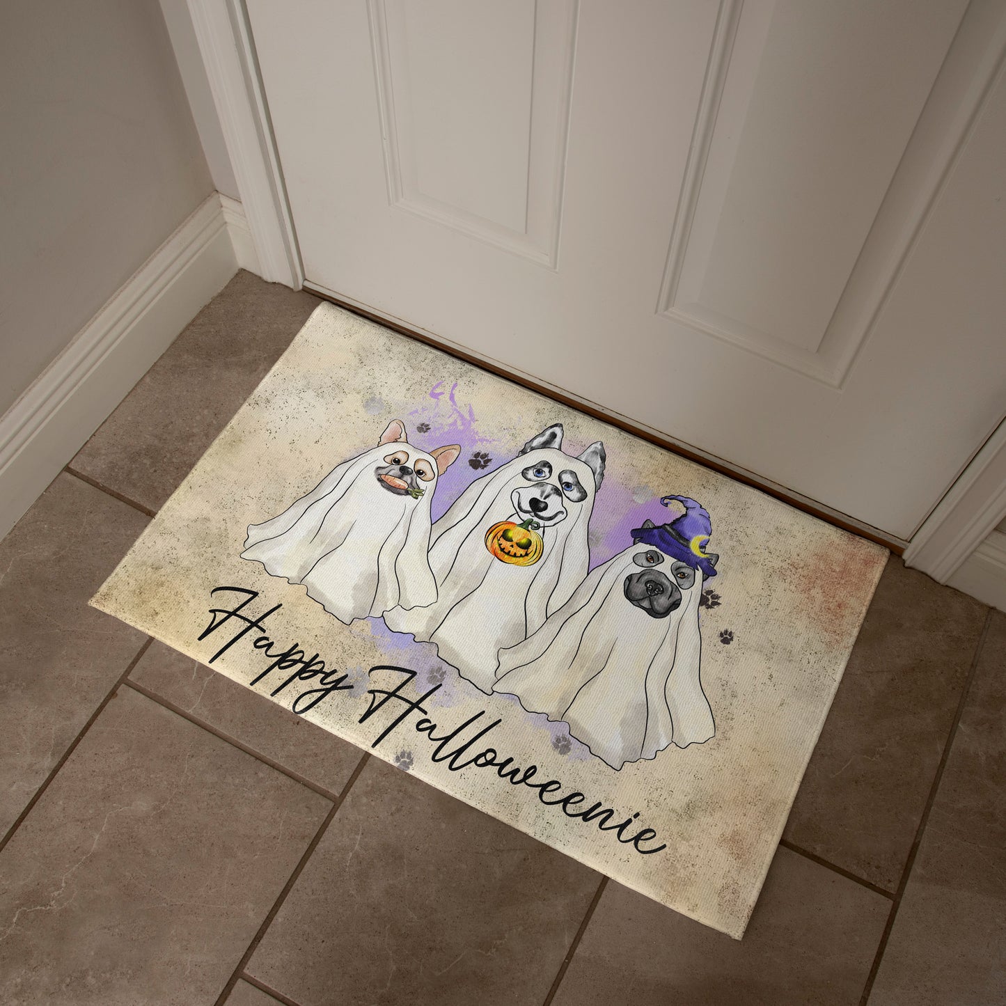 French Bulldog Halloween Doormat – Cute Spooky Dogs Welcome Mat – Funny Fall Décor for Dog Lovers - Mallard Moon