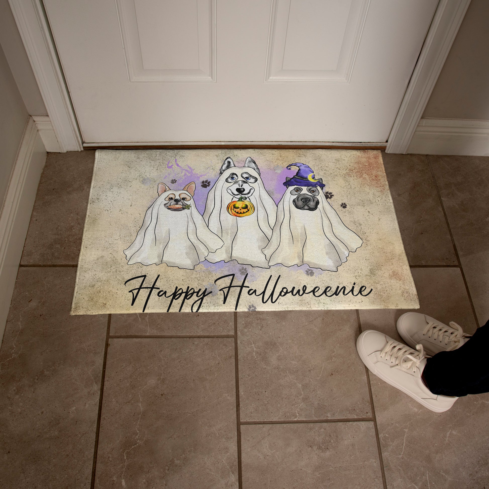 French Bulldog Halloween Doormat – Cute Spooky Dogs Welcome Mat – Funny Fall Décor for Dog Lovers - Mallard Moon