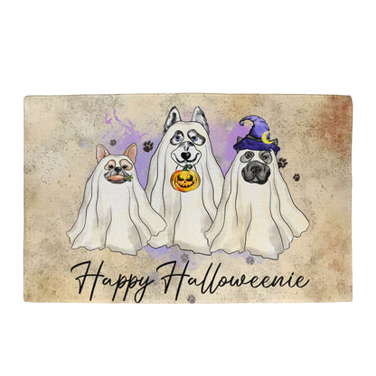 Happy Halloweenie Dog Doormat – Funny Ghost Dogs Welcome Mat – Cute Spooky Fall Décor for Dog Lovers - Mallard Moon