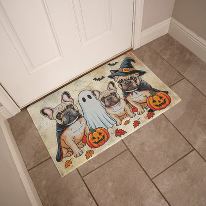 French Bulldog Halloween Doormat – Cute Spooky Dogs Welcome Mat – Funny Fall Décor for Dog Lovers - Mallard Moon