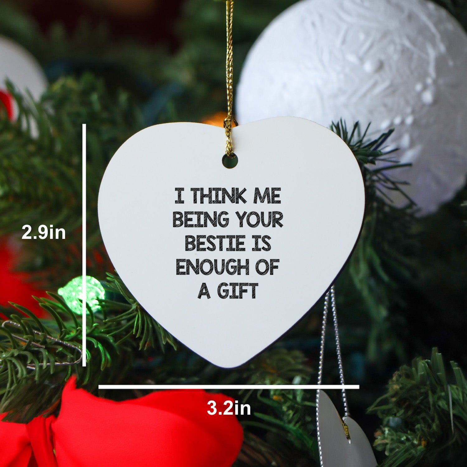 Inspirational Bestie Heart Ornament Gifts for Women to Show Appreciation | Unique Christmas Unique Gifts from Me to My Bestie Friend