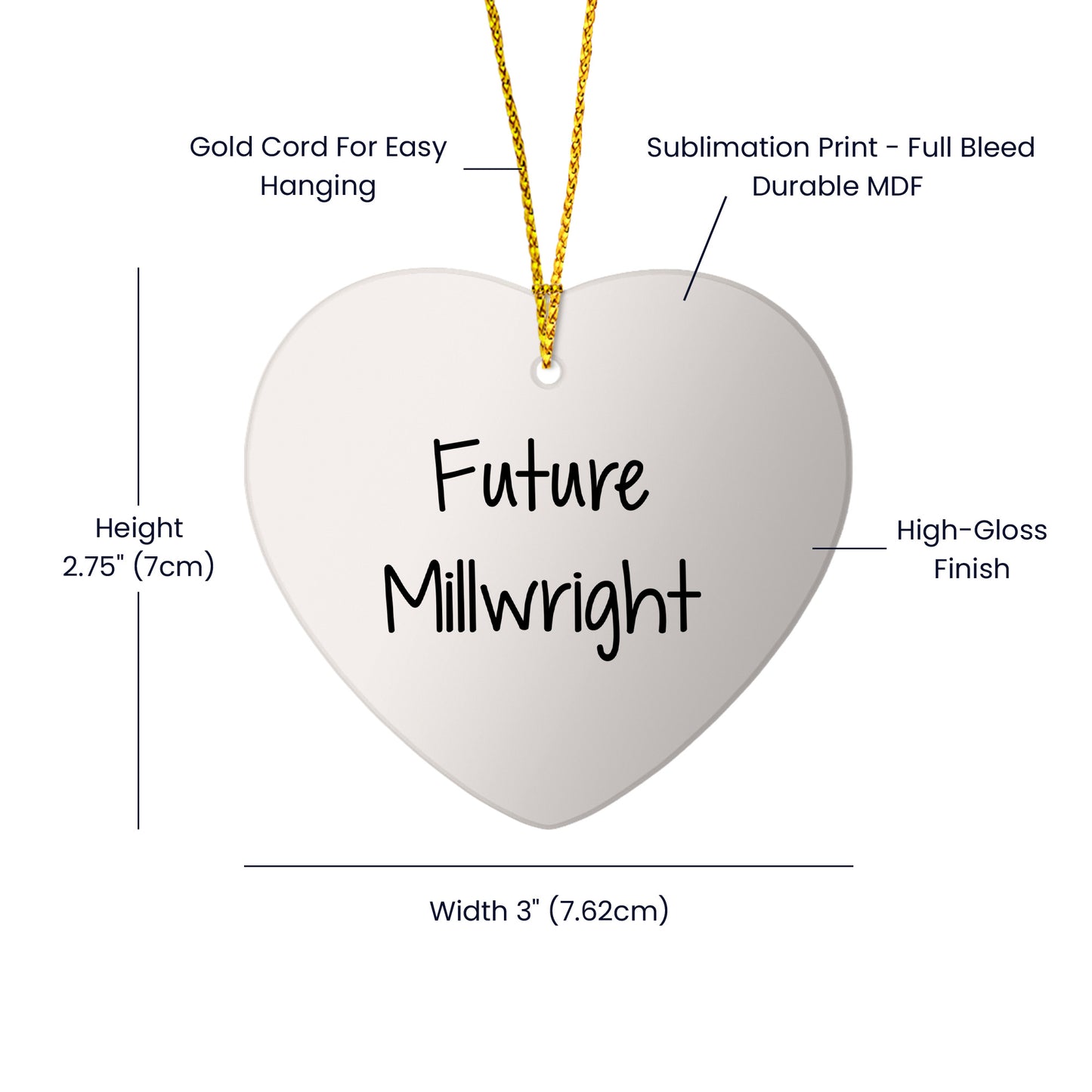 Inspirational Future Millwright Gifts from Family - Christmas Heart Ornament for Men, Friends, Coworkers