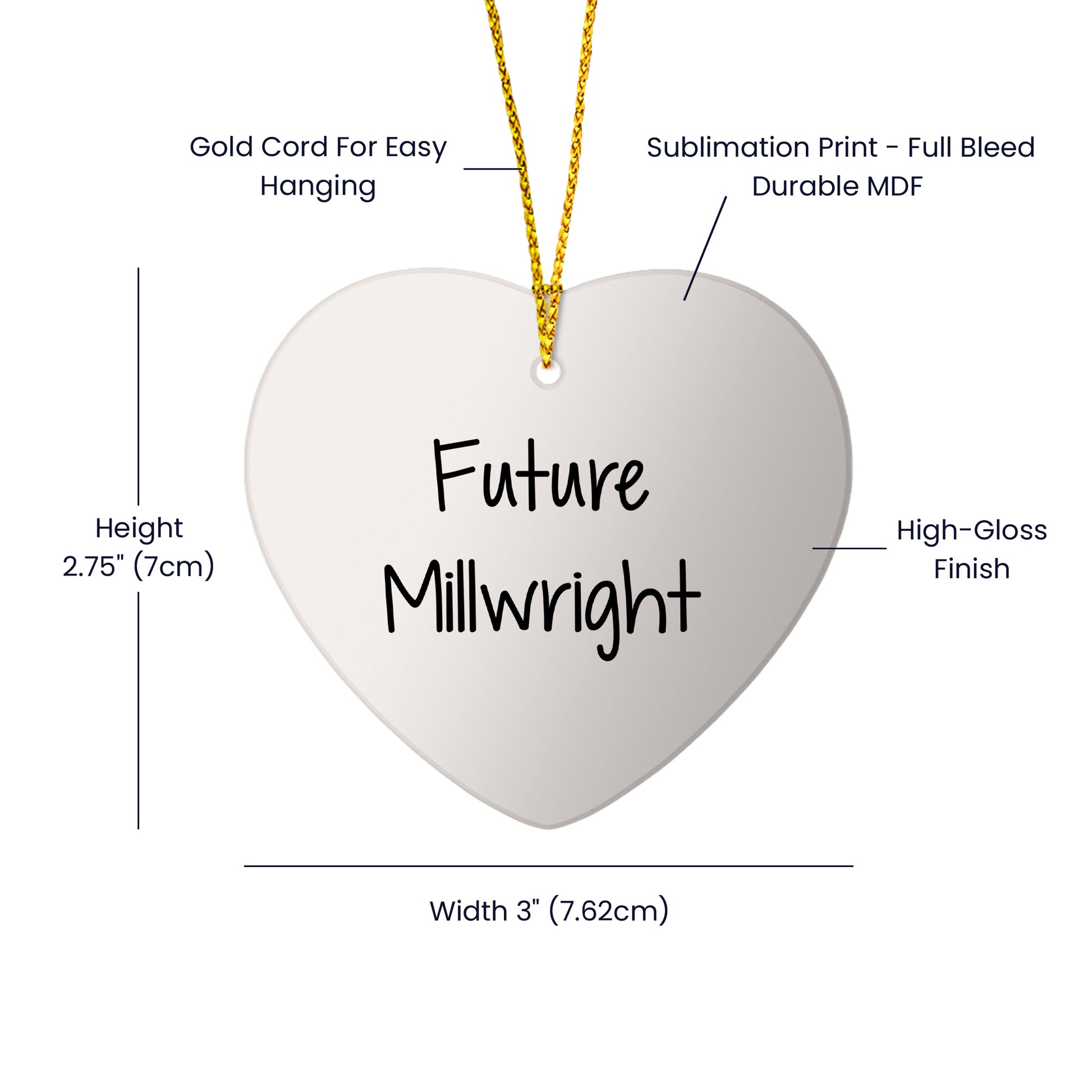 Inspirational Future Millwright Gifts from Family - Christmas Heart Ornament for Men, Friends, Coworkers