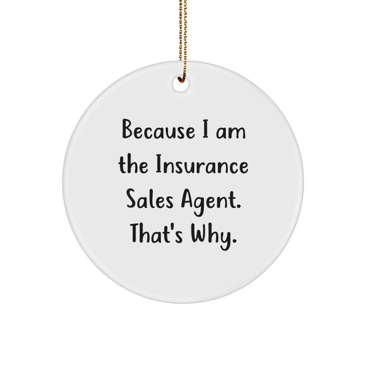 Insurance Sales Agent Gifts from Friends, Circle Ornament Because I Am The Insurance Sales Agent. That's Why., Unique Christmas Unique Gifts for Insurance Sales Agent