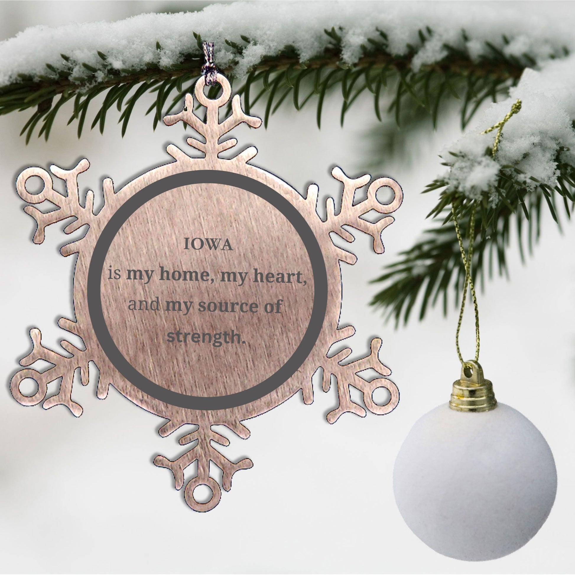 Iowa is my home Gifts, Lovely Iowa Birthday Christmas Snowflake Ornament For People from Iowa, Men, Women, Friends