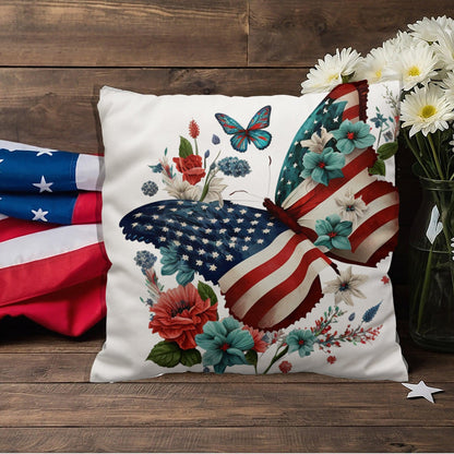 Butterfly Bouquet Patriotic Indoor-Outdoor Pillow - Mallard Moon Gift Shop