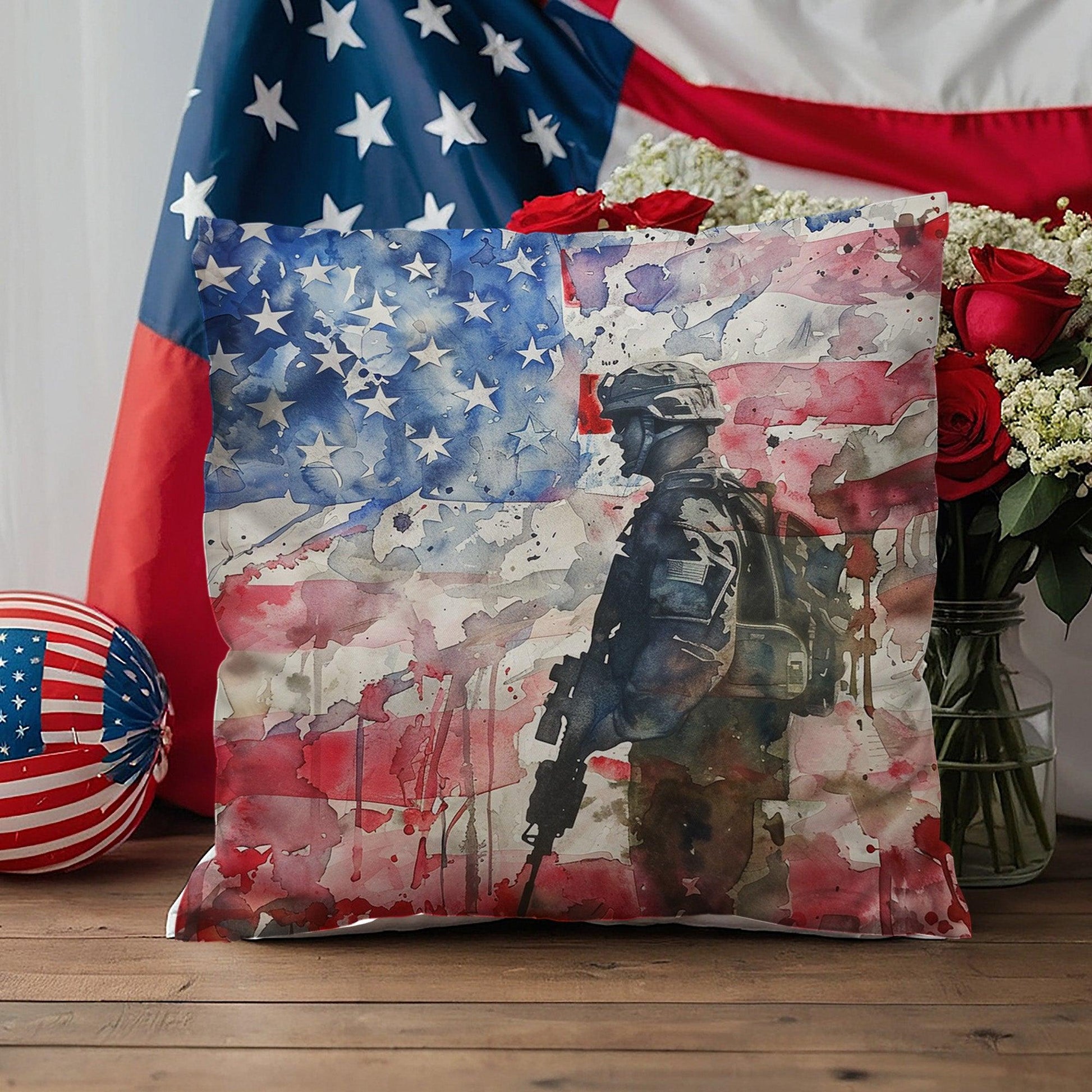 American Soldier Patriotic Indoor-Outdoor-Pillow Home Decor - Mallard Moon Gift Shop